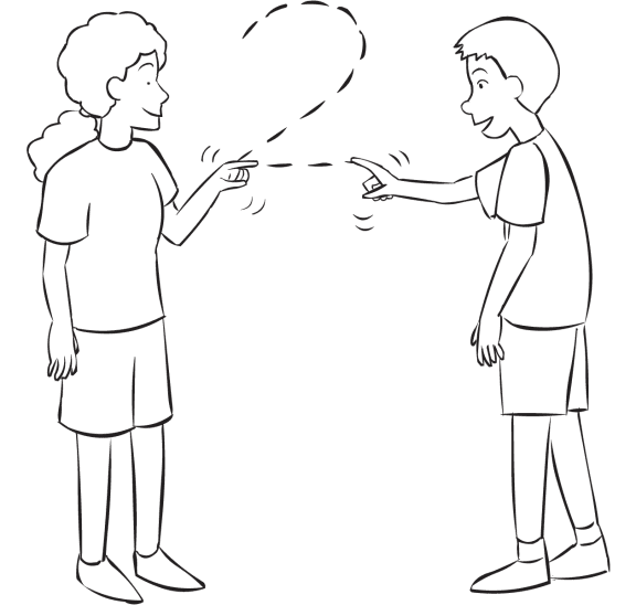 Two people drawing and tracing the number 2 in the air, as part of fun partner game called Space Counting