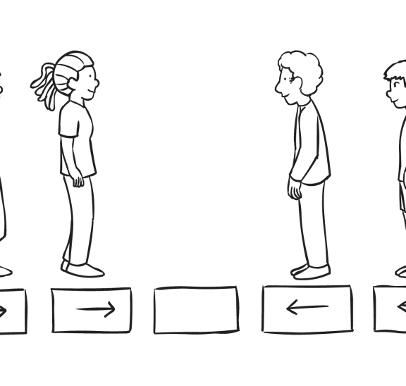 Group problem-solving exercise involving people moving to opposite ends of a line, called Traffic Jam