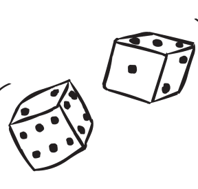 Pair of dice being rolled in Double Dice Game