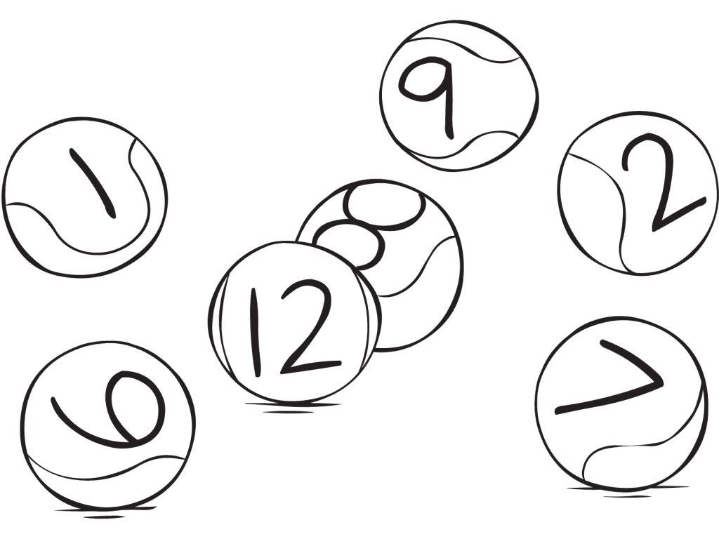 Tennis balls with numbers on them as played in Think Ball