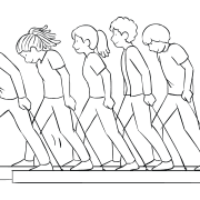 Illustration of group playing on Trolleys challenge course element