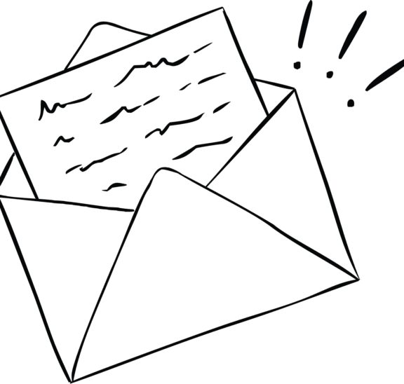 Illustration of letter inside envelope revealing letter to self