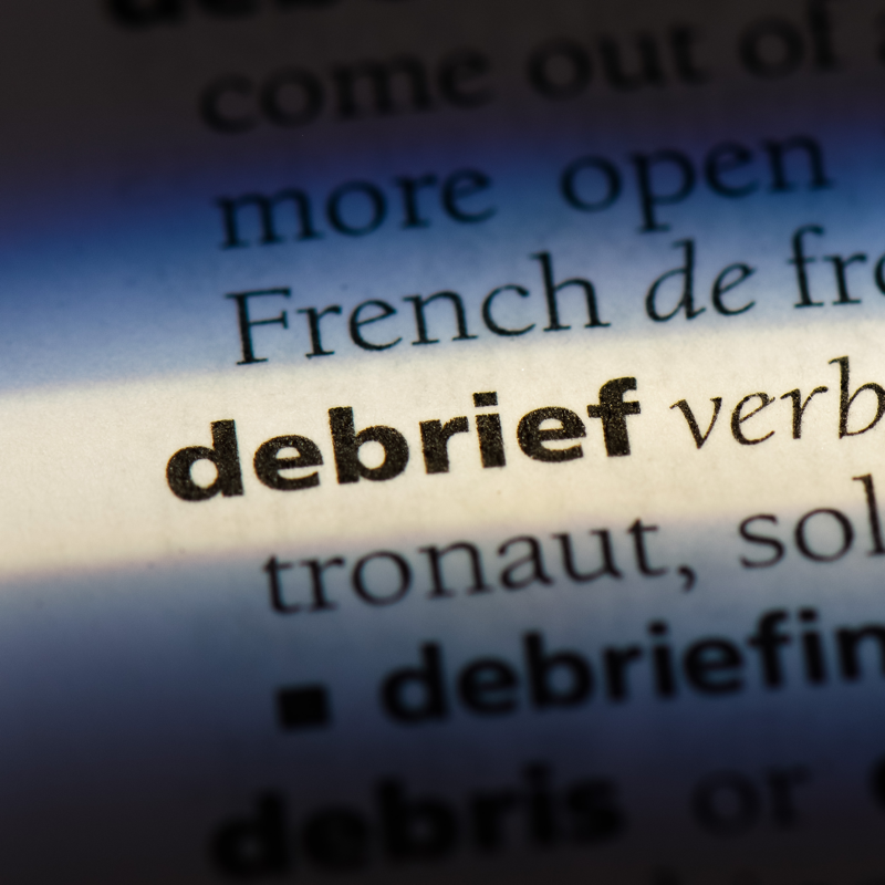 Definition of debrief in dictionary