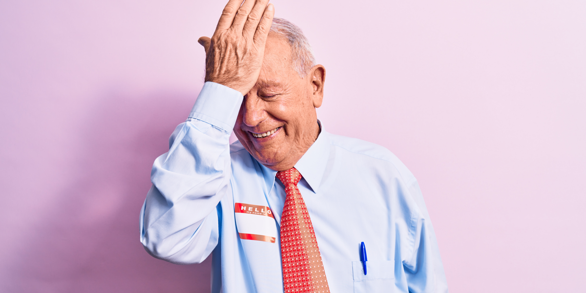 Elderly man trying to remember people's names