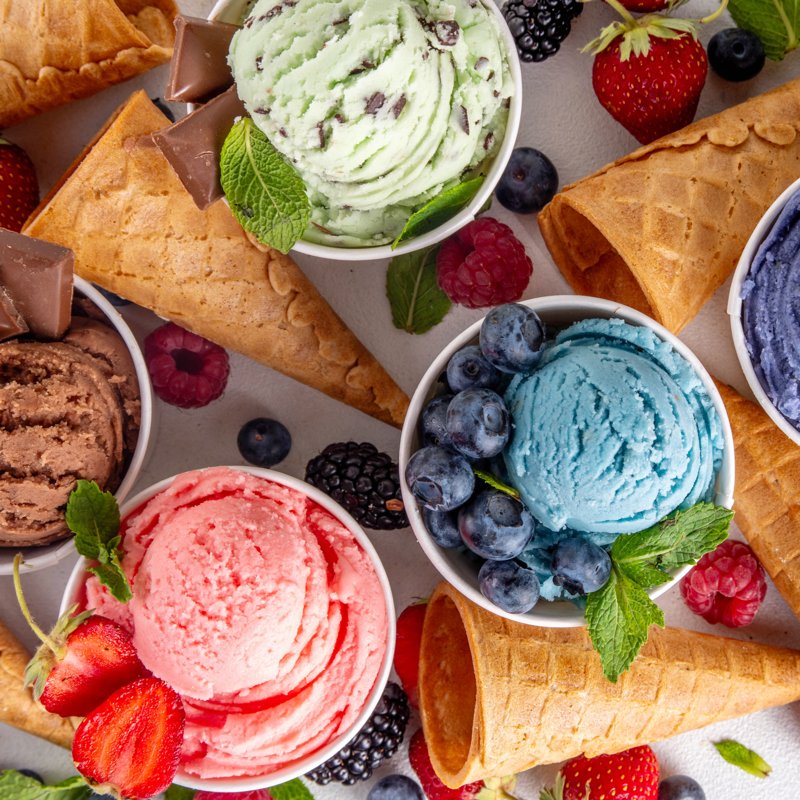 Variety of icecream flavours