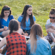 Group of women playing teambuilding activities for students shutterstock_2182798911