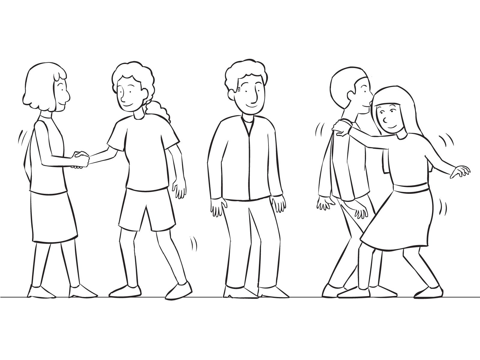 students standing in line clipart black