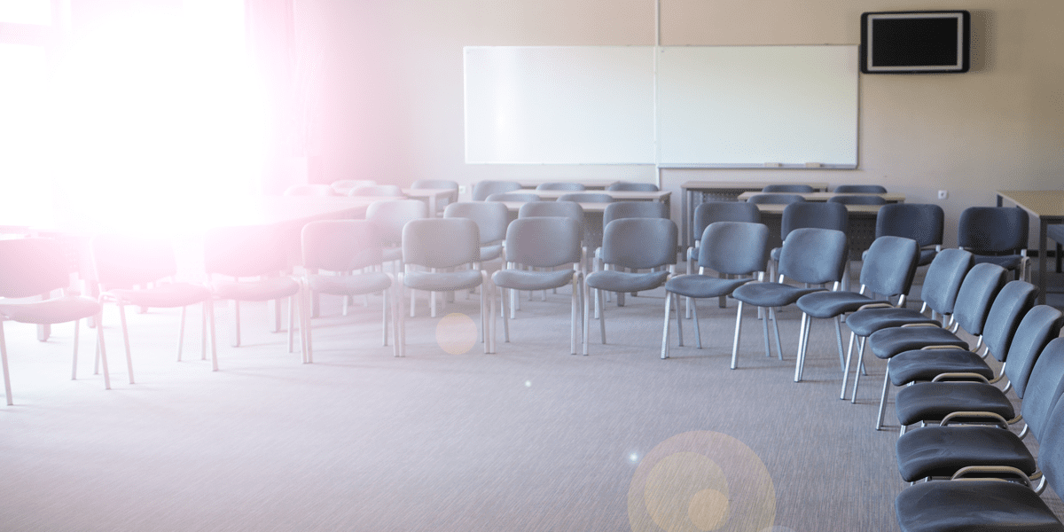 Indoor conference training room with chairs in circle